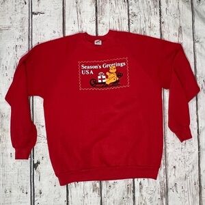 Vintage 80s Seasons Greetings Teddy Bear Ugly Christmas Sweatshirt 1980s
